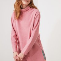 НАМАЛЕНА - Trendyol нова розова блуза с поло яка тип туника , снимка 1 - Блузи с дълъг ръкав и пуловери - 41104352