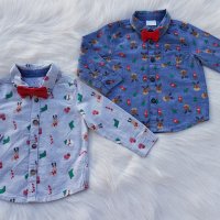 Коледна риза с папионка F&F за бебе 9-12 месеца, снимка 13 - Бебешки блузки - 35010487