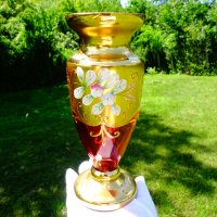 Bohemia кристална ваза,злато. , снимка 11 - Вази - 33145692