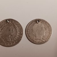 Монети Австрия 20 кройцера , сребро , 2 броя , за накит, снимка 1 - Нумизматика и бонистика - 43969107