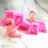 3D Фламинго Пеликан 2 части силиконов молд форма за фондан украса торта декорация, снимка 3 - Форми - 25627574