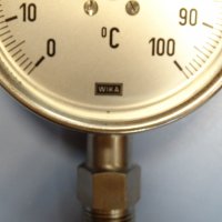 биметален термометър Wika thermometer ф100mm, 0/+100°C, L-230mm, снимка 3 - Резервни части за машини - 35228907