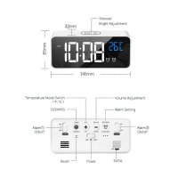 8808 Електронен настолен часовник с аларма и термометър, с големи светещи цифри, снимка 11 - Други стоки за дома - 35342999