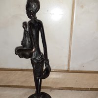 Уникална стара африканска бронзова статуетка фигура пластика, снимка 4 - Антикварни и старинни предмети - 43152805