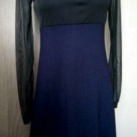 Елегантна рокля от черен тюл и тъмно синьо трико 🍀👗XS,S,M🍀👗арт.064, снимка 1 - Рокли - 27394753