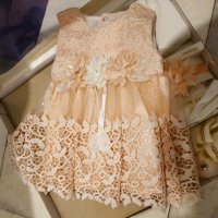 Бебешки комплект официална розова рокля размер 56, снимка 2 - Комплекти за бебе - 42961369