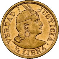1908 Peru Gozg 1/2 Libra - NGC AU 58 - Златна Монета, снимка 3 - Нумизматика и бонистика - 43772812