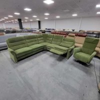 Зелен ъглов диван от плат с ел.релакс и фотьойл "PP - PF20073", снимка 9 - Дивани и мека мебел - 39965022