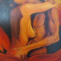 картина, еротика Мъжът и жената в огъня на любовта закриляни от огнения феникс - 18+, снимка 5 - Картини - 26491674