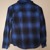 Дамска топла есенна синя карирана риза S размер, снимка 2 - Ризи - 42951868