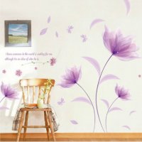 3D  Голям Стикер лилави цветя за декорация на стена хол спалня, снимка 2 - Декорация за дома - 35327618