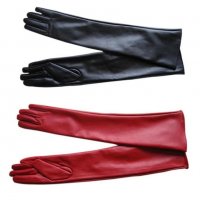 Дълги кожени ръкавици, черни, червени, снимка 9 - Ръкавици - 26542146