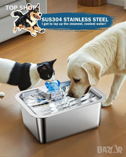 PETNF 3 галона Голям воден фонтан за домашни любимци с 2 филтъра, снимка 1