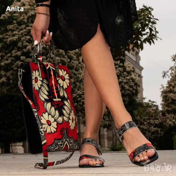 нова чанта в червено и черно на Габина ест. кожа, снимка 1