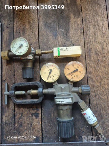 Редуцир вентили за ацетилен и пропан бутан+ пламъкогасител към ПБ, снимка 1