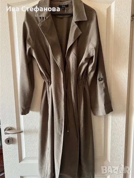  Нов вискоза тъмно зелен елегантен шлифер тип рокля набран в талията , снимка 1