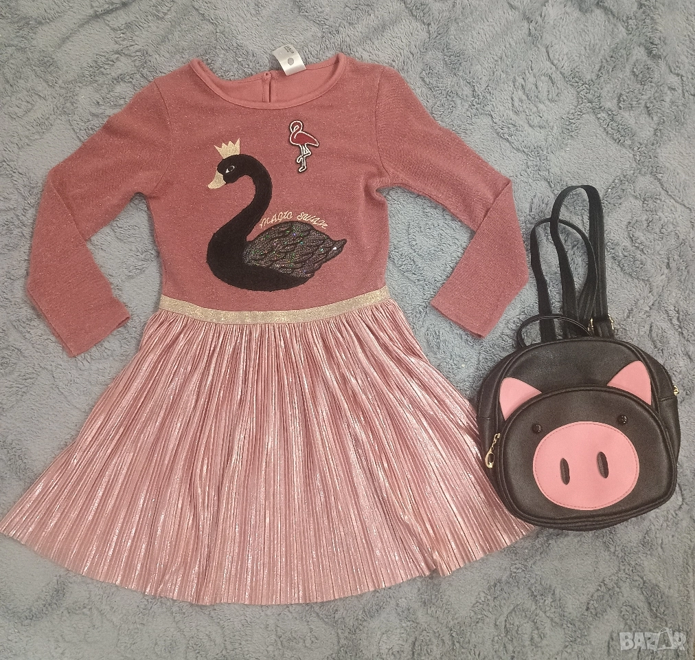 Рокля за момиче Лебед + мини раничка , снимка 1