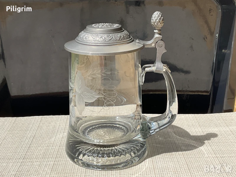 Кристална бирена чаша «Warsteiner», гравиране с диаманти., снимка 1