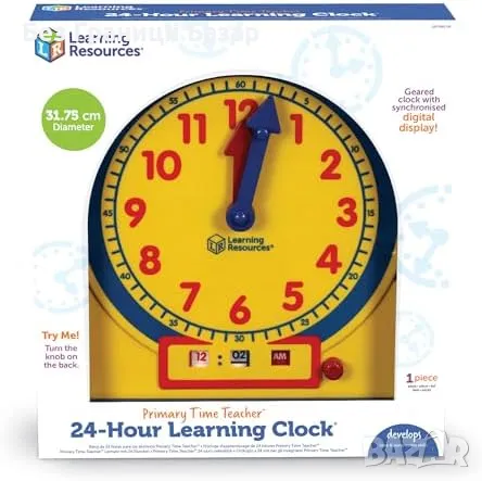 Нов Детски часовник за учене на часа с AM/PM образователен за класна стая, снимка 1