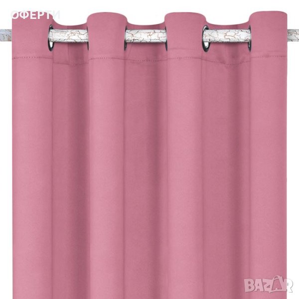  Декоративна затъмнена завеса с халки розово 140x260см, снимка 1