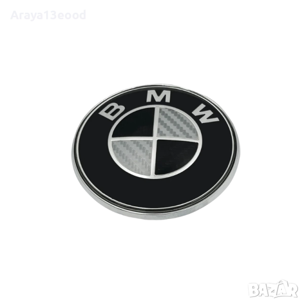 2бр. Емблема за преден капак BMW карбон 82мм, снимка 1