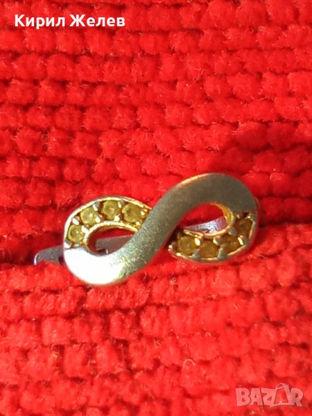 СРЕБЪРНА ОБЕЦА СИМВОЛ на БЕЗКРАЙНОСТ СРЕБРО 925 с ЦИРКОНИ и АНГЛИЙСКИ ТИП ЗАКОПЧАВАНЕ 39940, снимка 1