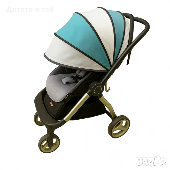 Сенник за количка универсален сфера, мента с бяло, снимка 1