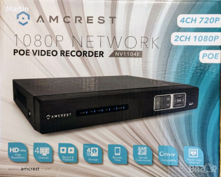 NVR Amcrest POE за камери, снимка 1