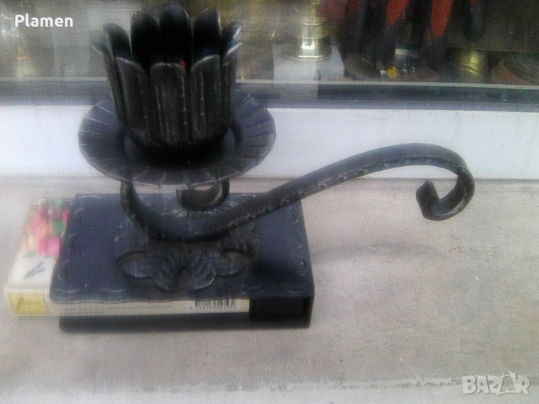Свещник от ковано желязо с кибрит с дълги клечки, снимка 1