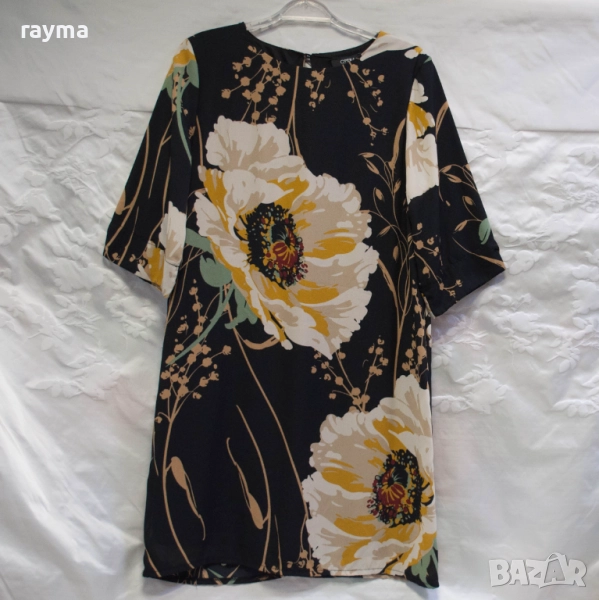 Елегантна черна рокля принт цветя , снимка 1