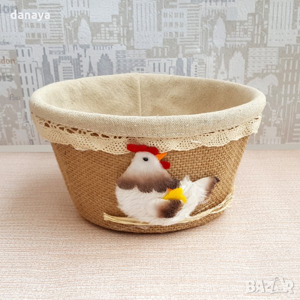 1454 Панер за великденски яйца с декорация кокошка 18см украса за Великден, снимка 1
