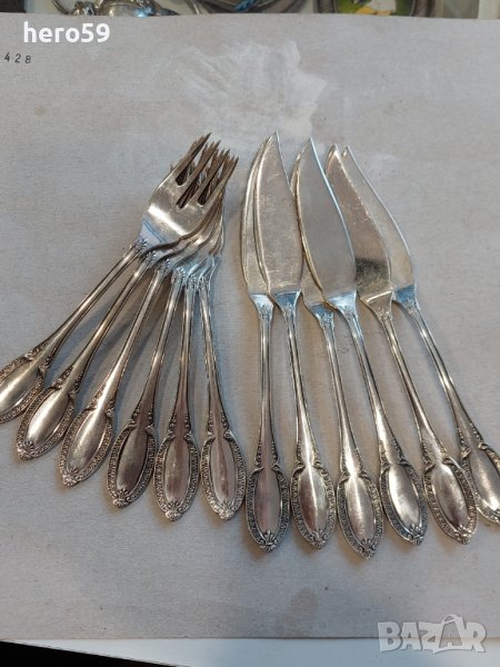 Сребърни прибори за хранене сребро 800''сребърен комплект за риба'' чисто сребро няма друг метал, снимка 1