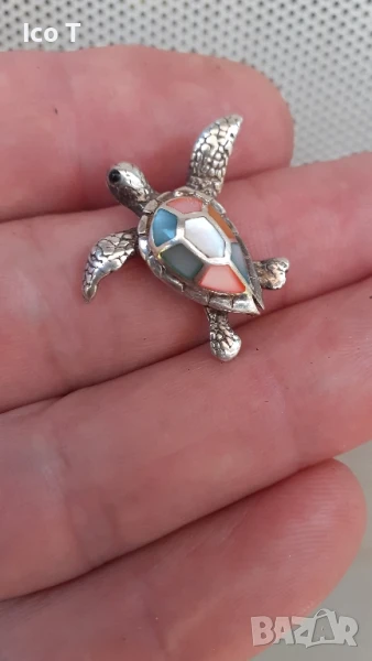 2бр.медальони със седеф и сребро , снимка 1