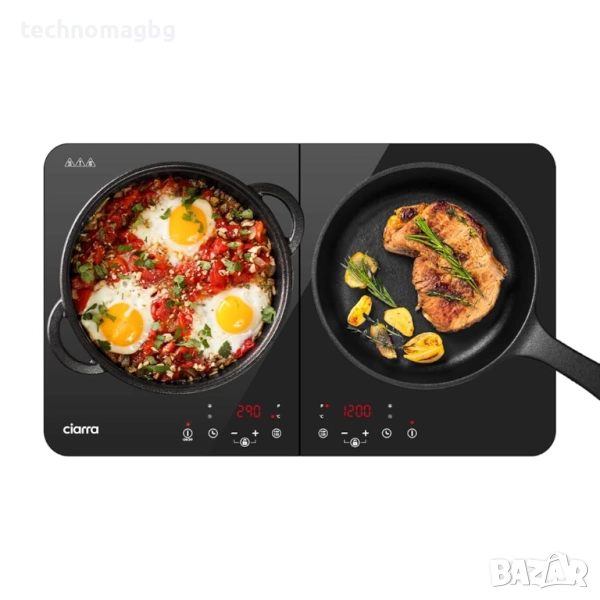 Преносим двузонов индукционен котлон CIARRA CUTIH2 , 2800W, снимка 1