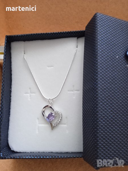 Ново, сребърно колие със сърце. В луксозна, подаръчна кутия., снимка 1