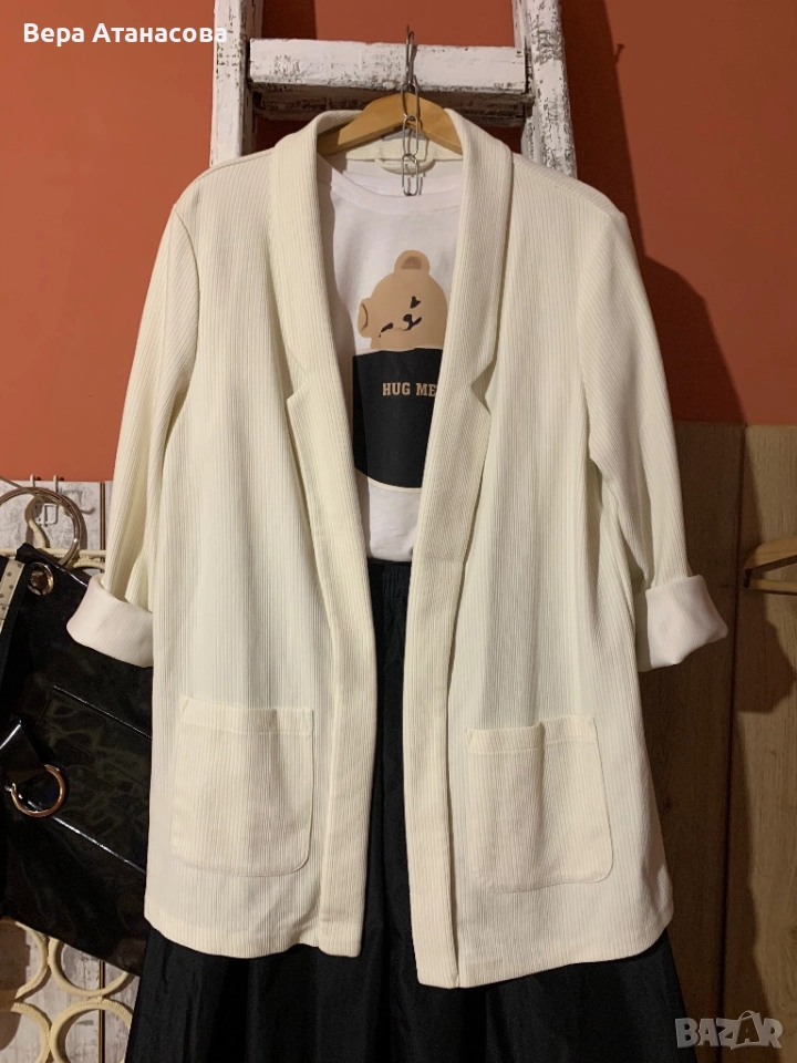 🥾 Сако Laura Torelli на фино райе🧥 л размер🤎, снимка 1