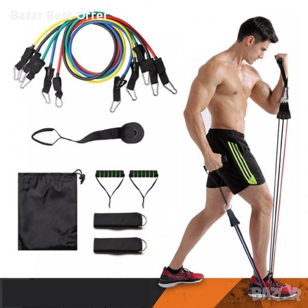 11 броя кръгли ластици за тренировка от естествен латекс, снимка 1