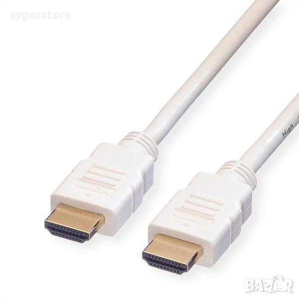 Кабел HDMI M-M, v1.4, 7.5m,White,Roline 11.04.5706 SS301249 Мъжко-Мъжко, снимка 1