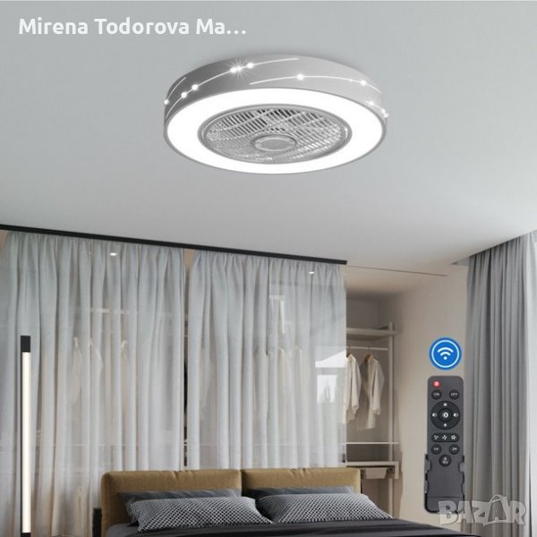 Полилей Вентилатор за таван лед Led 3 регулируеми цвята Ниско ниво на шум , снимка 1