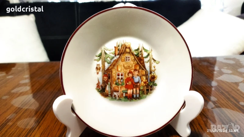 стар български порцелан изида детски приказки чиния , снимка 1