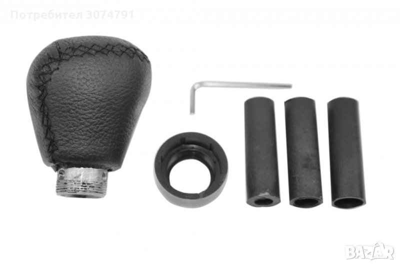 Универсална Топка за Скоростен Лост Черна Кожа с Шевове Малка 8см, снимка 1