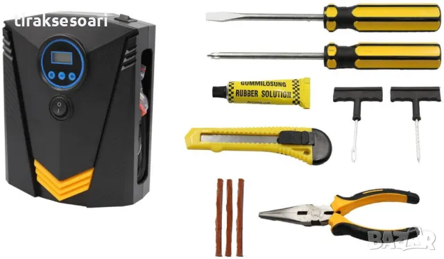 Качествен Дигитален Компресор за гуми в куфар с инструменти, снимка 2 - Аксесоари и консумативи - 48644277