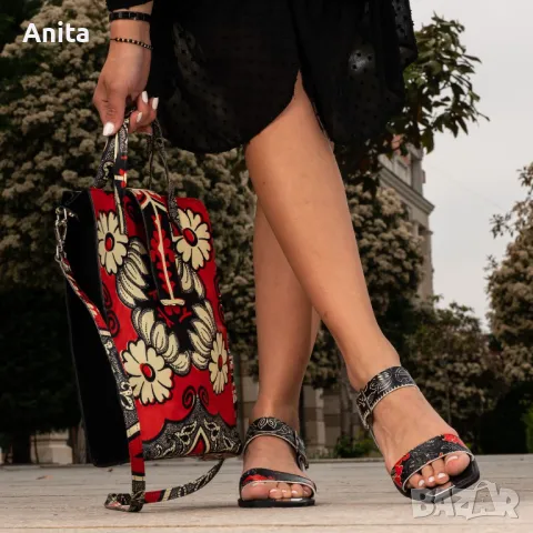 нова чанта в червено и черно на Габина ест. кожа