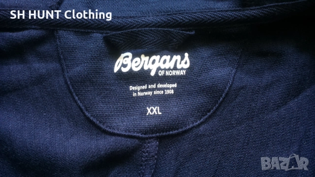 Bergans of NORWAY TUVA LIGHT WOOL HOOD Jacket 100% Merino Wool размер XXL суичър - 1970, снимка 11 - Екипировка - 53249546