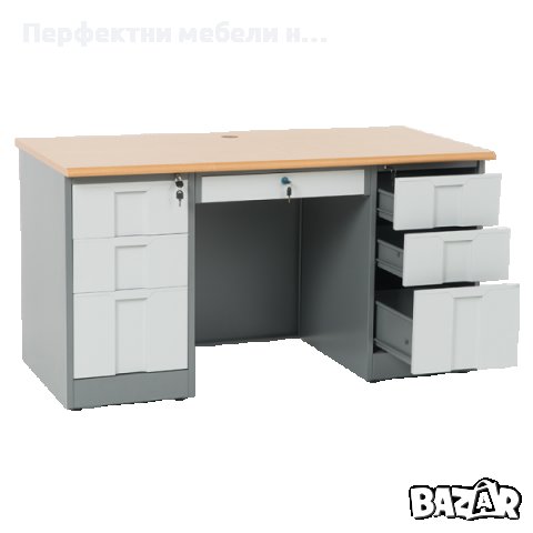 Метално бюро с 4 чекмеджета, снимка 4 - Бюра - 39604314