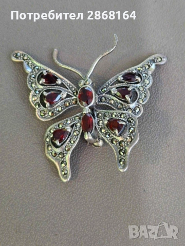 Две стари сребърни брошки, снимка 2 - Антикварни и старинни предмети - 48726495