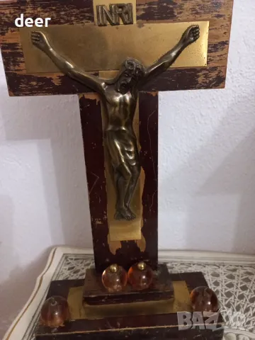 Над 50 годишен, старинен, настолен  кръст, снимка 2 - Икони - 48131910