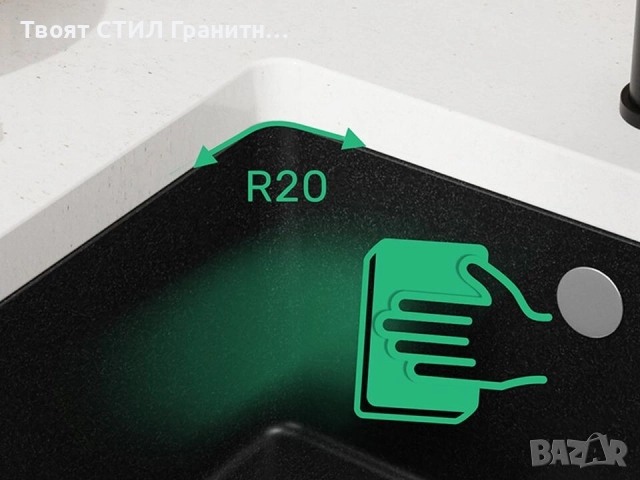 графит кухненска мивка за вграждане под плот Венеция 50 XL 460x440 мм, снимка 5 - Мивки - 51878574