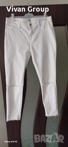Бели дамски дънки W38