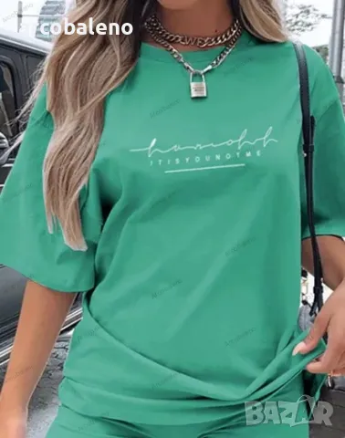 Дамски летен комплект от тениска и подходящи шорти, 6цвята , снимка 5 - Комплекти - 40747448